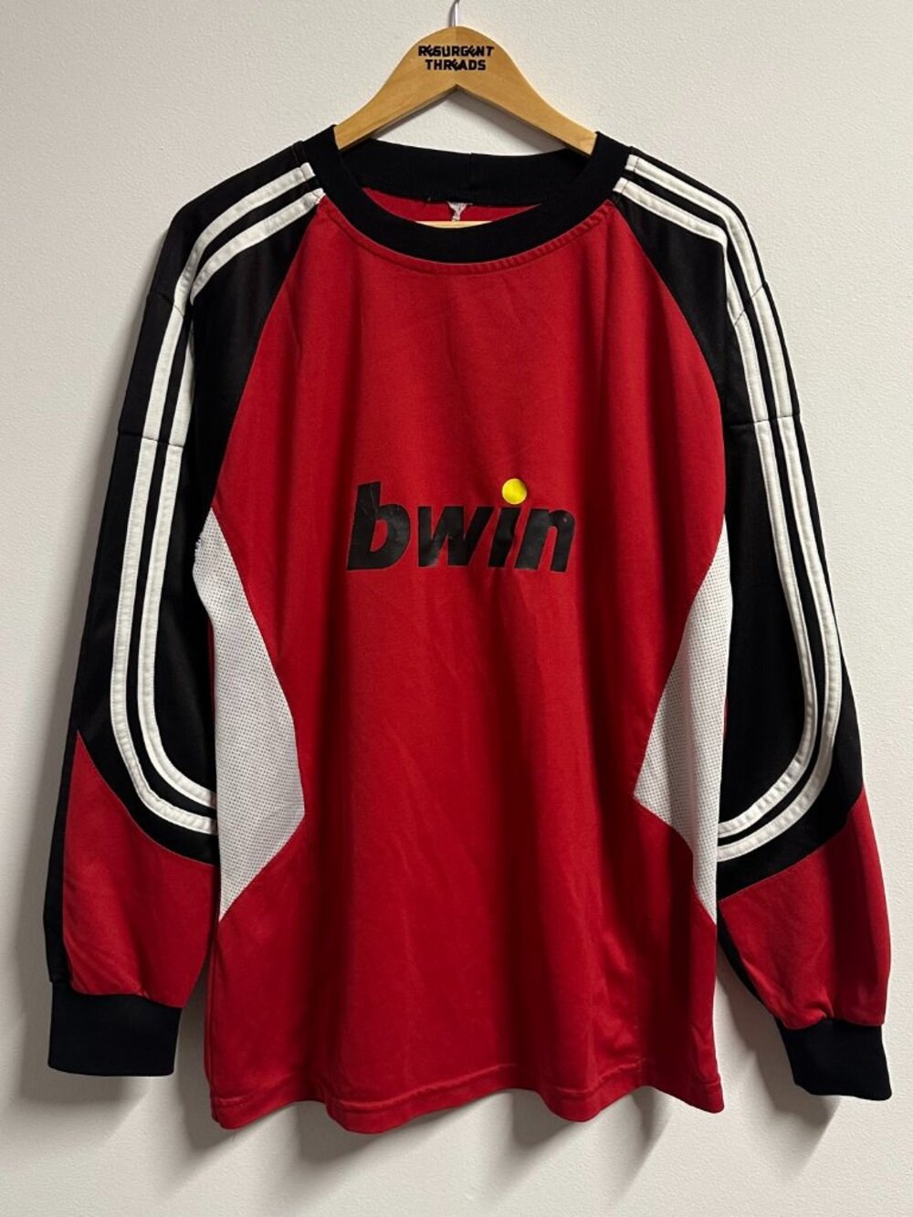 Vintage 90s Bwin Soccer Futbol Jersey Goalkeeper Goalie Long Sleeve Red Large